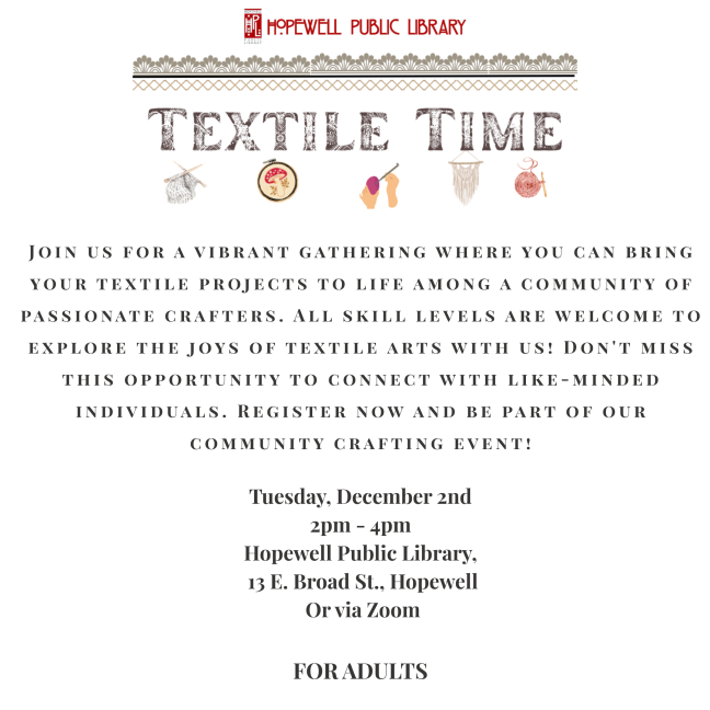 02 December 25 Textile Time!