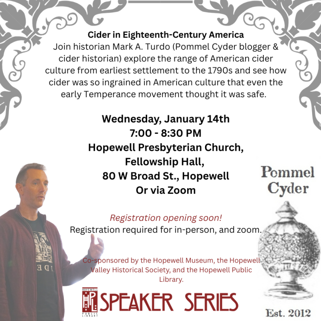 Instagram post - Speaker series - Cider in Eighteenth-Century America(1)