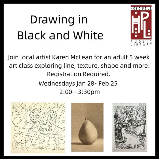 drawing in black and white square